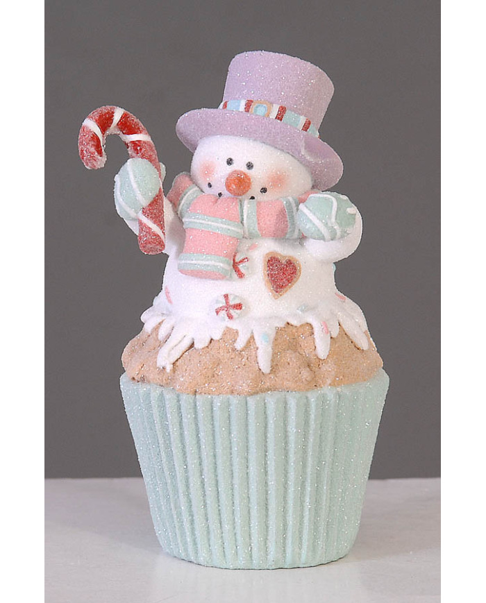 Pupazzo di neve in cup cake, 18.5 cm, colori pastello Pupazzo di neve in cup cake, 18.5 cm, colori pastello