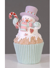 Pupazzo di neve in cup cake, 18.5 cm, colori pastello