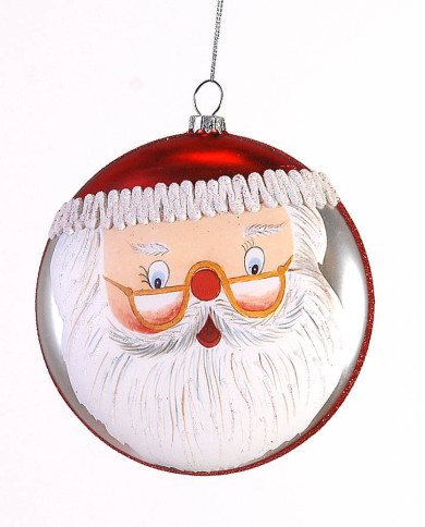 Medaglione in vetro Babbo natale, diam. 12 cm, Medaglione in vetro Babbo natale, diam. 12 cm,