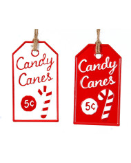 Targhe in latta da appendere, 13,30 cm, rosso/bianco (il prezzo fa riferimento al singolo oggetto)