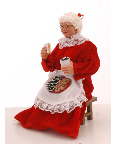 Mamma Natale seduta con biscotti e tazza, 28 cm Mamma Natale seduta con biscotti e tazza, 28 cm
