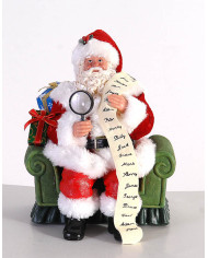 Babbo Natale seduto in poltrona verde con letterine , 28  cm