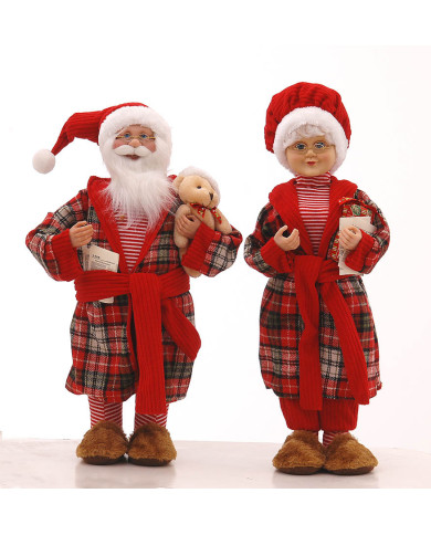 mamma natale / babbo natale con vestaglia scozzese e pantofole, 46 cm (il prezzo fa riferimento al singolo articolo) mamma natale / babbo natale con vestaglia scozzese e pantofole, 46 cm (il prezzo fa riferimento al singolo articolo)
