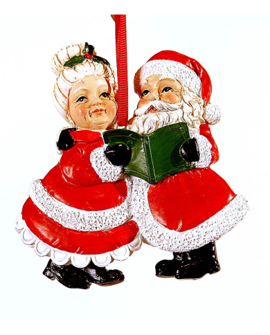 babbo natale e mamma natale che cantano poliresina, 9.5 cm babbo natale e mamma natale che cantano poliresina, 9.5 cm
