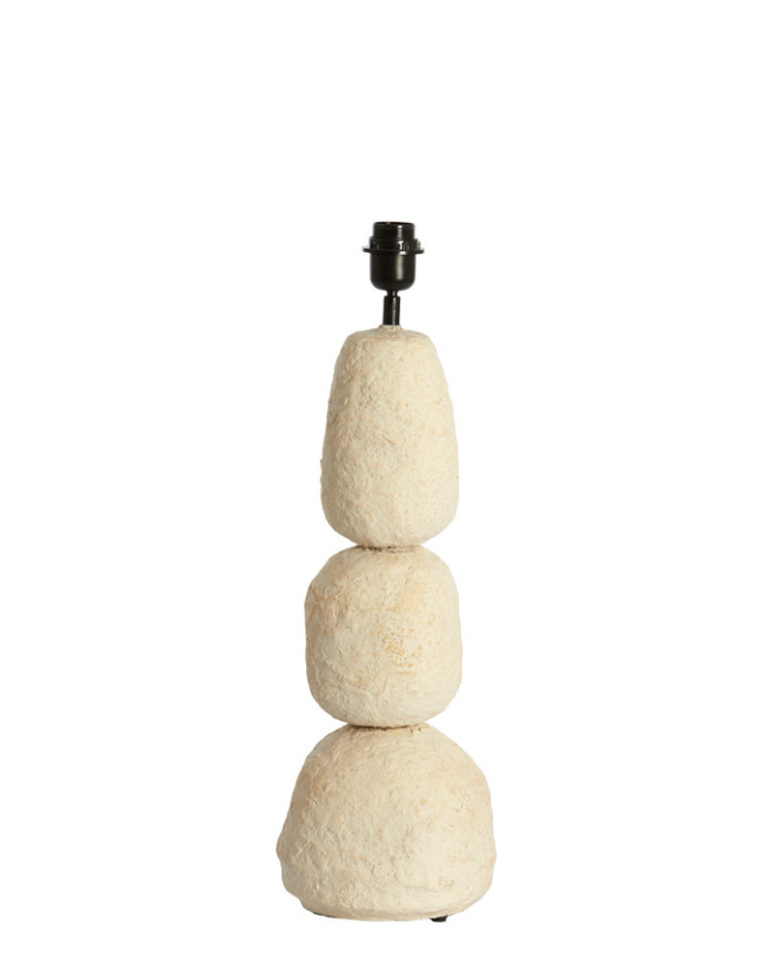 Base lampada Marree effetto pietra, col. crema dia. 22 cm, h. 52 cm, cartapesta e polistirolo