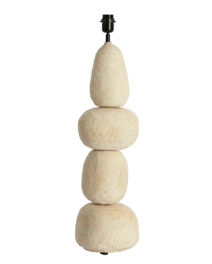 Base lampada Marree effetto pietra, col. crema diam. 22 cm, h. 72 cm, cartapesta+polistirolo