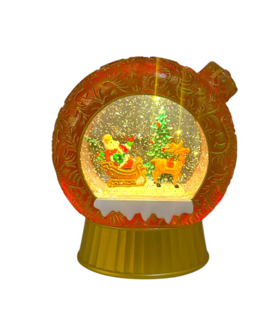 Sfera natalizia piatta, glitter led, h. 20 cm , batterie 3aa non incluse Sfera natalizia piatta, glitter led, h. 20 cm , batterie 3aa non incluse