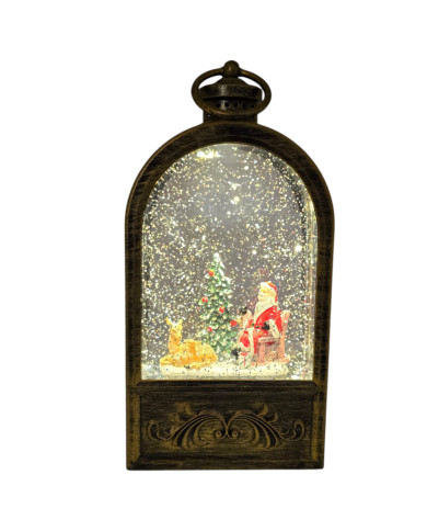 Lanterna brunita, glitter led, h. 24 cm, batterie 3 aa non incluse, con musica Lanterna brunita, glitter led, h. 24 cm, batterie 3 aa non incluse, con musica