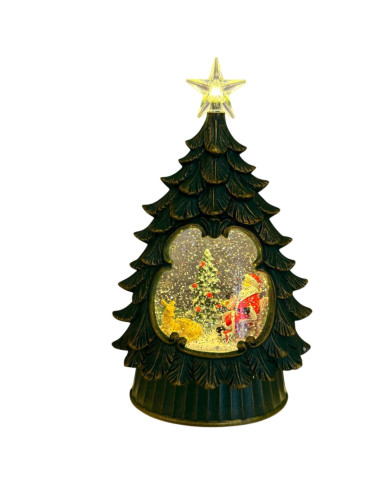 Albero natale con babbo natale e albero, glitter led h. 26 cm, batterie 3 aa non incluse, con musica Albero natale con babbo natale e albero, glitter led h. 26 cm, batterie 3 aa non incluse, con musica