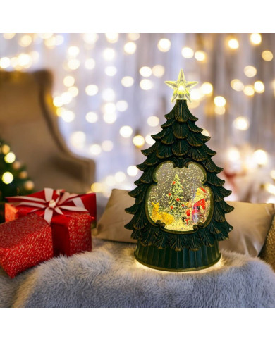 Albero natale con babbo natale e albero, glitter led h. 26 cm, batterie 3 aa non incluse, con musica Albero natale con babbo natale e albero, glitter led h. 26 cm, batterie 3 aa non incluse, con musica