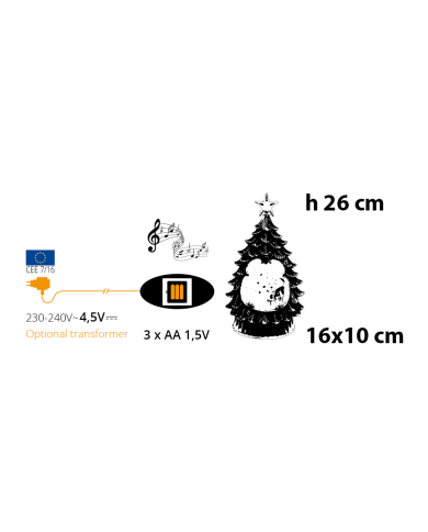 Albero natale con babbo natale e albero, glitter led h. 26 cm, batterie 3 aa non incluse, con musica Albero natale con babbo natale e albero, glitter led h. 26 cm, batterie 3 aa non incluse, con musica