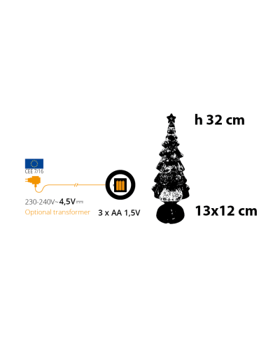 Albero di natale glitter led , h. 32 cm, batterie 3 aa non incluse Albero di natale glitter led , h. 32 cm, batterie 3 aa non incluse