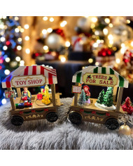 paesaggio carrello mercatino "toy shop" o "trees for sale", 13x7.5 cm, led,( il prezzo fa riferimento al singolo articolo)
