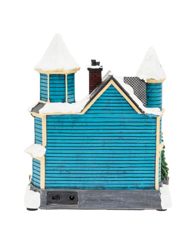 Villaggio "casa con scena natalizia", slitta in movimento oriz. e albero di natale con luci rgb 20xh.23 cm, musica e led Villaggio "casa con scena natalizia", slitta in movimento oriz. e albero di natale con luci rgb 20xh.23 cm, musica e led