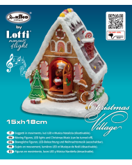 Villaggio "casa di marzapane", h. 18 cm, con luci movimento e musica disattivabile