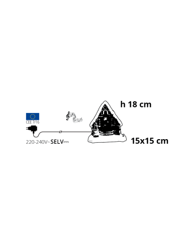 Villaggio "casa di marzapane", h. 18 cm, con luci movimento e musica disattivabile Villaggio "casa di marzapane", h. 18 cm, con luci movimento e musica disattivabile