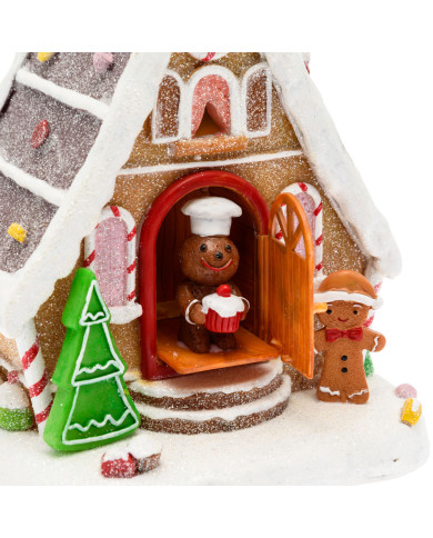 Villaggio "casa di marzapane", h. 18 cm, con luci movimento e musica disattivabile Villaggio "casa di marzapane", h. 18 cm, con luci movimento e musica disattivabile