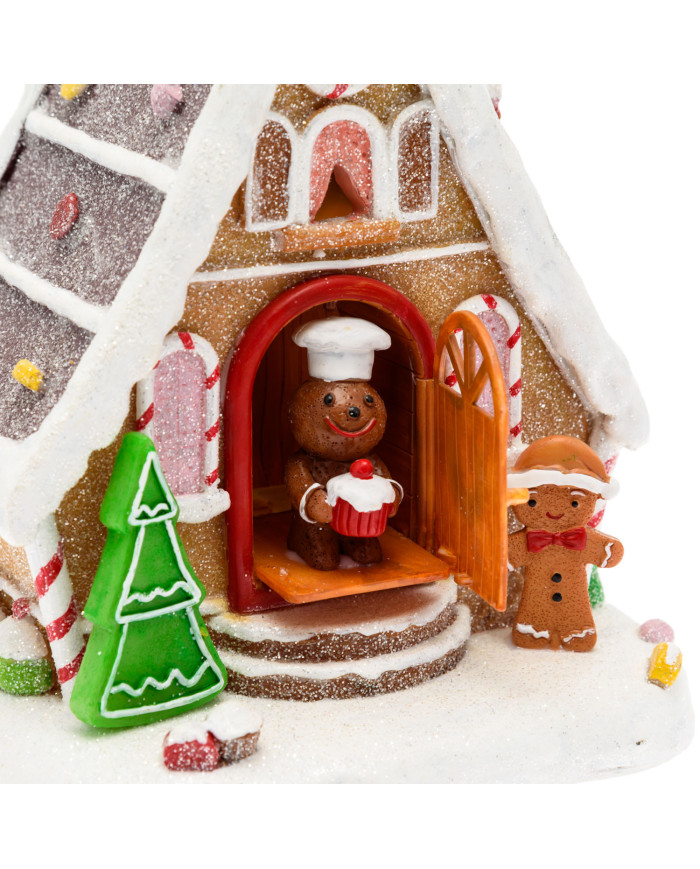 Villaggio "casa di marzapane", h. 18 cm, con luci movimento e musica disattivabile