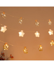 Catena 12 stelle in vetro , diam. 35mm,  lumg. 1.1 m, 3 modelli disponibili (il prezzo fa riferimento al singolo articolo)