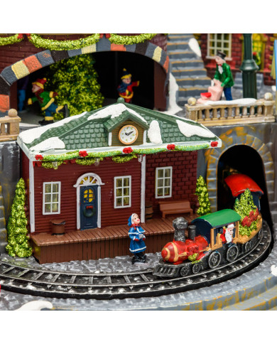Villaggio "stazione con trenino e albero di natale gigante" rotante, con musica disattivabile e led, 4138 cm Villaggio "stazione con trenino e albero di natale gigante" rotante, con musica disattivabile e led, 4138 cm