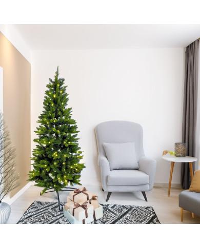 Abete slim realizzato in pvc+pe, altezza  150 cm, con 200 led bianco caldo, diam. 81 cm Abete slim realizzato in pvc+pe, altezza  150 cm, con 200 led bianco caldo, diam. 81 cm