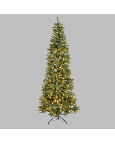 Abete slim realizzato in pvc+pe, altezza  240 cm, con 500 led bianco caldo, diam. 102 cm Abete slim realizzato in pvc+pe, altezza  240 cm, con 500 led bianco caldo, diam. 102 cm