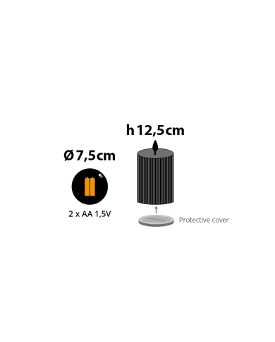 Candela rigata led, in-out, avorio, diam. 7.5 cm, h. 12.5 cm, bianco caldo , batterie:2AA non incluse Candela rigata led, in-out, avorio, diam. 7.5 cm, h. 12.5 cm, bianco caldo , batterie:2AA non incluse