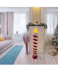 Candela gigante diam. 14 cm, h. 82 cm, batterie : 3AA non incluse, col. rosso/bianco