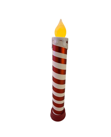 Candela gigante diam. 14 cm, h. 82 cm, batterie : 3AA non incluse, col. rosso/bianco Candela gigante diam. 14 cm, h. 82 cm, batterie : 3AA non incluse, col. rosso/bianco