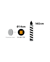 Candela gigante diam. 14 cm, h. 82 cm, batterie : 3AA non incluse, col. rosso/bianco