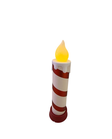 Candela gigante diam. 14 cm, h. 58 cm, batterie : 3AA non incluse, col. rosso/bianco Candela gigante diam. 14 cm, h. 58 cm, batterie : 3AA non incluse, col. rosso/bianco