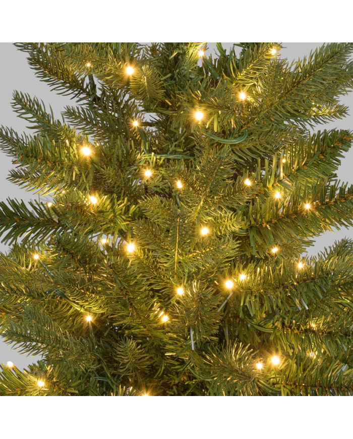 abete alpino realizzato in pvc+pe, h.60 cm, diam. 43 cm, 90 led, bianco caldo, con juta alla base