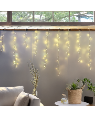 Tendina icelight 340x80 cm, con starfall, 576 led, col. bianco caldo/bianco freddo