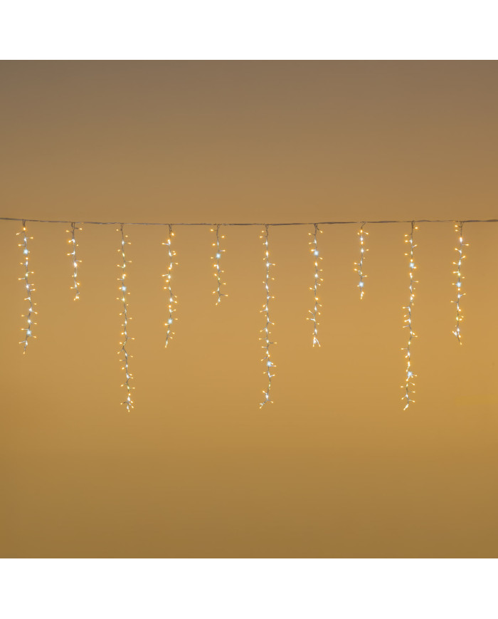 Tendina icelight 340x80 cm, con starfall, 576 led, col. bianco caldo/bianco freddo