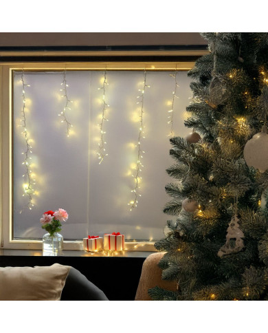 Tendina icelight 340x80 cm, con starfall, 576 led, col. bianco caldo/bianco caldo