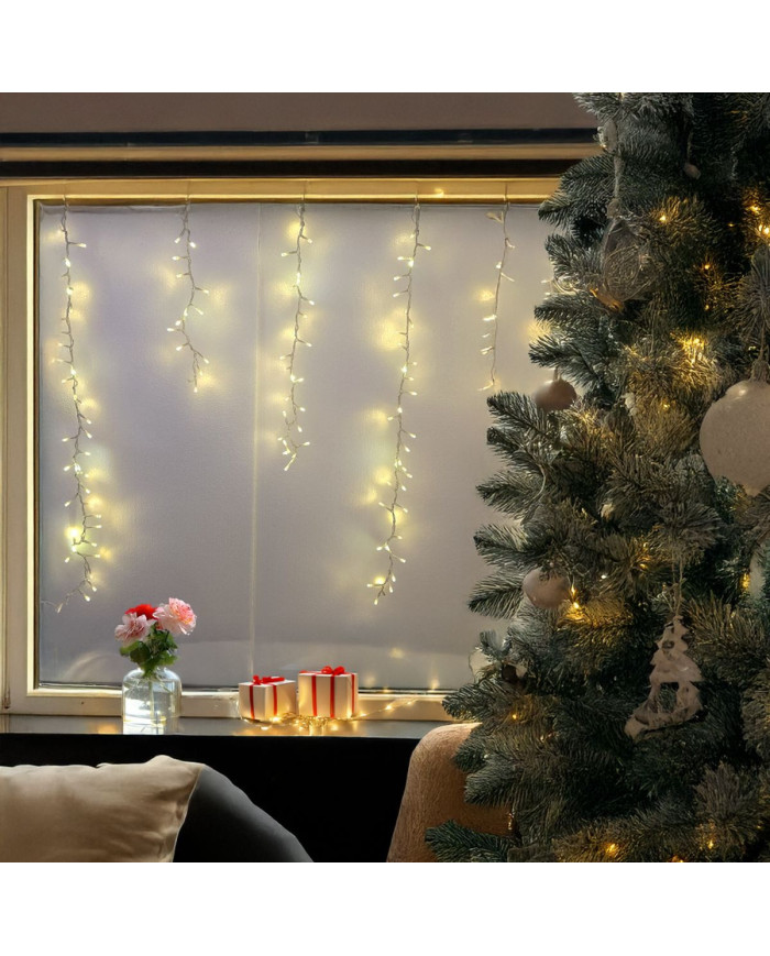 Tendina icelight 340x80 cm, con starfall, 576 led, col. bianco caldo/bianco caldo