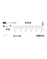 Tendina icelight 340x80 cm, con starfall, 576 led, col. bianco caldo/bianco caldo