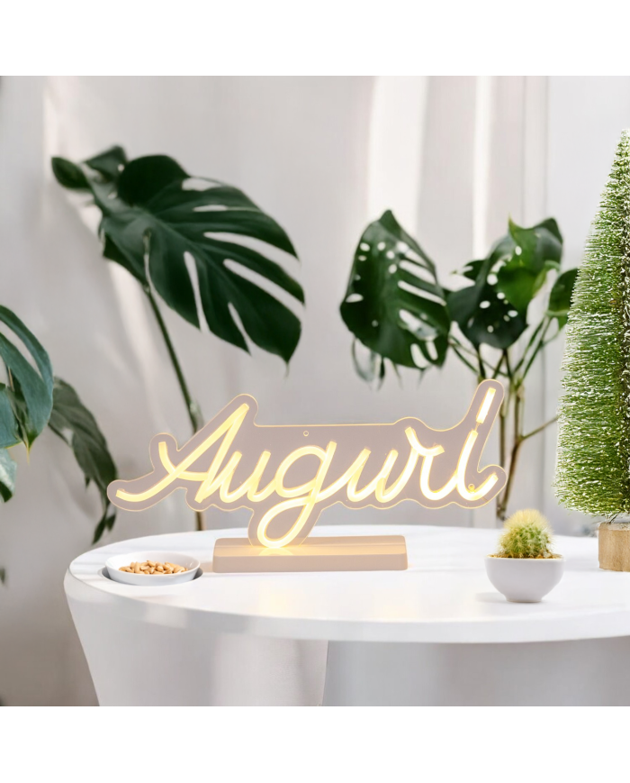 scritta Auguri, 40x18 cm, led bianco caldo scritta Auguri, 40x18 cm, led bianco caldo