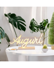 scritta Auguri, 40x18 cm, led bianco caldo