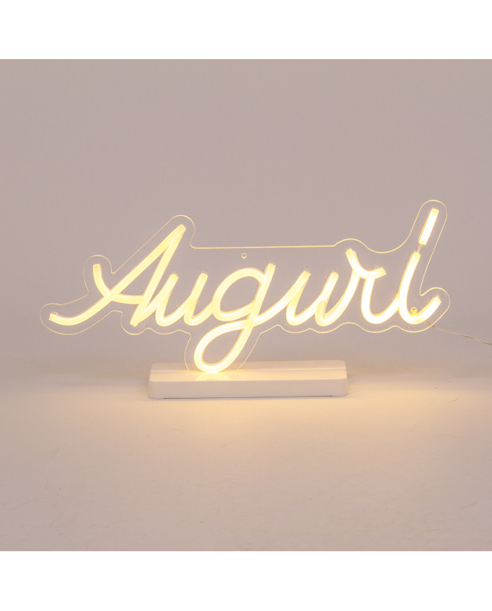 scritta Auguri, 40x18 cm, led bianco caldo