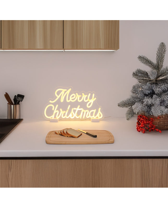 scritta Merry Christmas, 36x20 cm, led bianco caldo scritta Merry Christmas, 36x20 cm, led bianco caldo