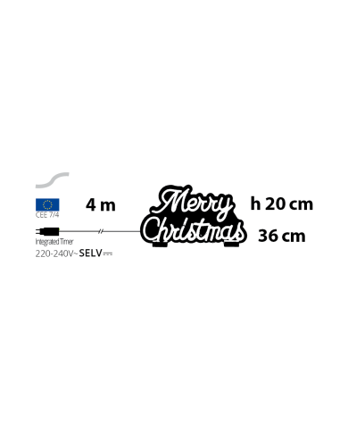 scritta Merry Christmas, 36x20 cm, led bianco caldo scritta Merry Christmas, 36x20 cm, led bianco caldo