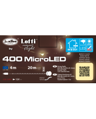 Catena 400 microled su cavo in metallo facilmente modellabile, bobina 4+20 m, col. bianco caldo, int/est