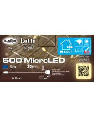 Catena 400 microled su cavo in metallo facilmente modellabile, bobina 4+20 m, col. bianco caldo, interno/esterno