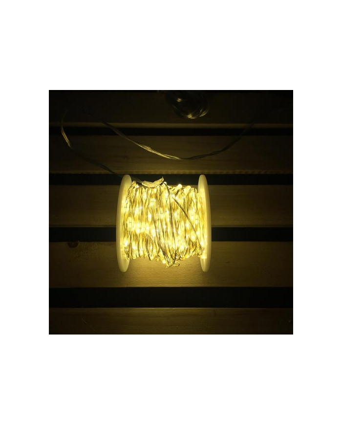 Catena 500 microled su cavo in metallo facilmente modellabile, bobina 4+37.5 m, col. bianco caldo , cavo argento