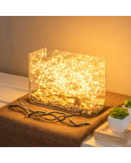 Catena 500 microled su cavo in metallo facilmente modellabile, bobina 4+37.5 m, col. bianco caldo , cavo argento