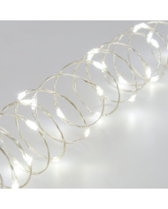 Catena 500 microled su cavo in metallo facilmente modellabile, bobina 4+37.5 m, col. bianco freddo , cavo argento, int/est