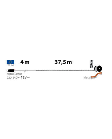Catena 500 microled su cavo in metallo facilmente modellabile, bobina 4+37.5 m, col. bianco freddo , cavo argento, int/est Catena 500 microled su cavo in metallo facilmente modellabile, bobina 4+37.5 m, col. bianco freddo , cavo argento, int/est