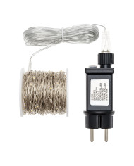 Catena 500 microled su cavo in metallo facilmente modellabile, bobina 4+37.5 m, col. bianco freddo , cavo argento, int/est