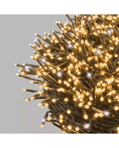 Catena miniled 45 m, 3000 miniled con flash led , col. bianco caldo+flash bianco freddo, interno/esterno